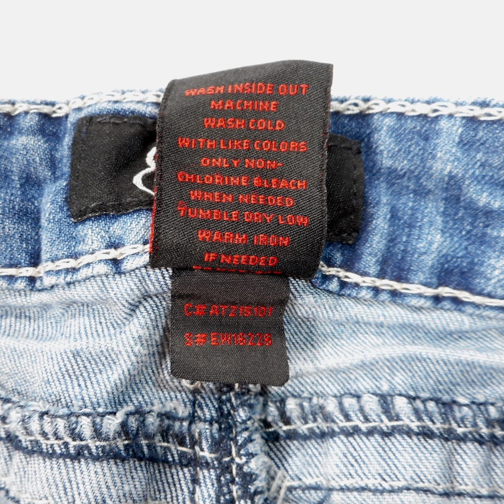 Earl Jeans 12 Denim Blue Straight Leg Bling Flap Pocket 32 x30.5 Fleur De Lis - Picture 7 of 10